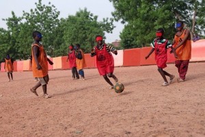 Malian students of the Institut des Jeunes Aveugles (Institute for the Young Blind) playing football. Photo Courtesy of Sebastien Rieussec.